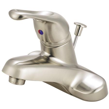 Kingston Brass GKB518 Water Saving Wyndham Centerset Lavatory Faucet with Single Loop Handle and ABS Pop-Up, Satin Nickel Bathroom Faucet Kingston Brass 