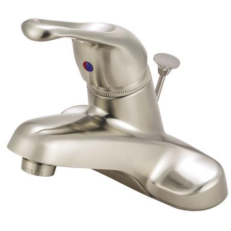Kingston Brass GKB518B Water Saving Wyndham Centerset Lavatory Faucet with Single Loop Handle and Brass Pop-Up, Satin Nickel Bathroom Faucet Kingston Brass 