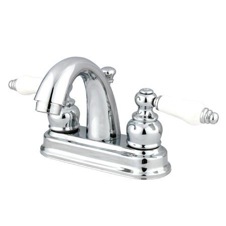 Kingston Brass GKB5611PL Water Saving Restoration Centerset Lavatory Faucet with Porcelain Lever Handles, Chrome Bathroom Faucet Kingston Brass 