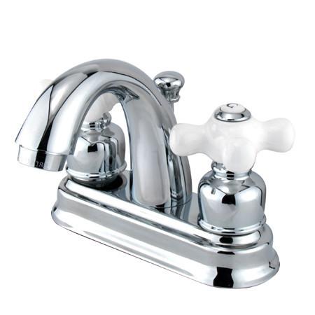Kingston Brass Restoration Centerset Lavatory Faucet with Porcelain Cross Handles, Chrome Bathroom Faucet Kingston Brass 