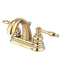 Thumbnail for Kingston Brass GKB5612KL Water Saving Knight Centerset Lavatory Faucet with Lever Handles, Polished Brass Bathroom Faucet Kingston Brass 