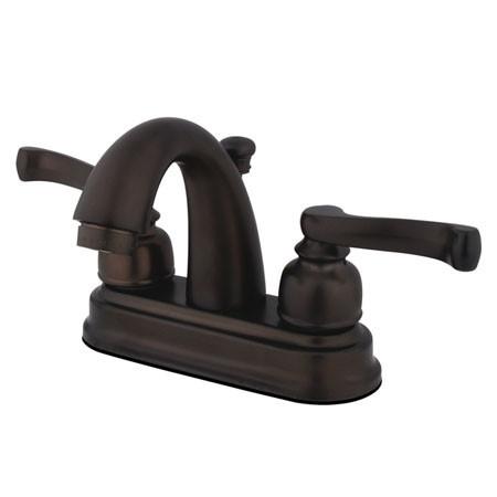 Kingston Brass GKB5615FL Water Saving Royale Centerset Lavatory Faucet with Scroll Lever Handles, Oil Rubbed Bronze Bathroom Faucet Kingston Brass 