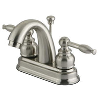 Thumbnail for Kingston Brass GKB5618KL Water Saving Knight Centerset Lavatory Faucet with Lever Handles, Satin Nickel Bathroom Faucet Kingston Brass 