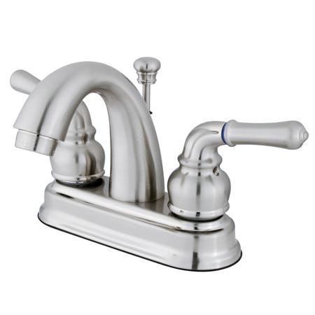 Kingston Brass GKB5618NML Water Saving Naples Centerset Lavatory Faucet with Metal Lever Handles, Satin Nickel Bathroom Faucet Kingston Brass 