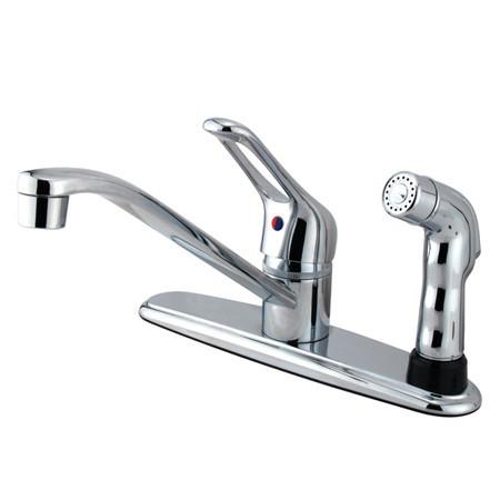 Kingston Brass Wyndham Centerset Faucet with Single Loop Handle and Deck Sprayer, Chrome Kitchen Faucet Kingston Brass 