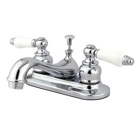 Kingston Brass Restoration Centerset with Porcelain Lever Handles, Chrome Bathroom Faucet Kingston Brass 