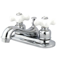 Thumbnail for Kingston Brass GKB601PX Water Saving Restoration Centerset Lavatory Faucet with Porcelain Cross Handles, Chrome Bathroom Faucet Kingston Brass 