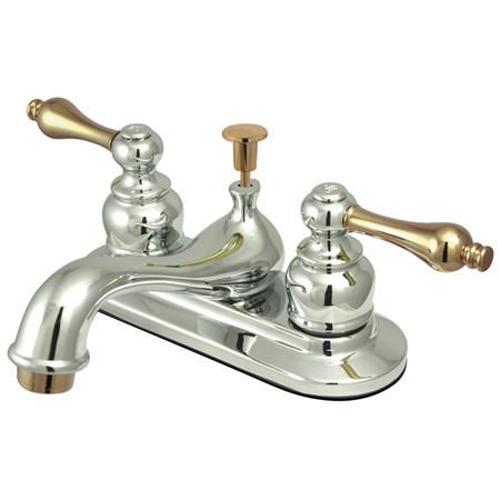 Kingston Brass Restoration Centerset Lavatory Faucet with Lever Handles, Chrome with Polished Brass Trim Bathroom Faucet Kingston Brass 