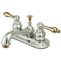 Thumbnail for Kingston Brass Restoration Centerset Lavatory Faucet with Lever Handles, Chrome with Polished Brass Trim Bathroom Faucet Kingston Brass 