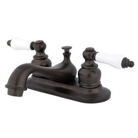 Thumbnail for Kingston Brass GKB605PL Water Saving Restoration Centerset Lavatory Faucet with Porcelain Lever Handles, Oil Rubbed Bronze Bathroom Faucet Kingston Brass 