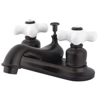 Thumbnail for Kingston Brass Restoration Centerset with Porcelain Cross Handles, Oil Rubbed Bronze Bathroom Faucet Kingston Brass 