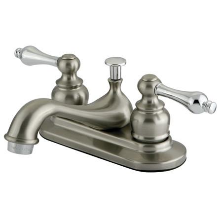 Kingston Brass GKB607AL Water Saving Restoration Centerset Lavatory Faucet with Lever Handles, Satin Nickel with Chrome Trim Bathroom Faucet Kingston Brass 