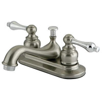 Thumbnail for Kingston Brass GKB607AL Water Saving Restoration Centerset Lavatory Faucet with Lever Handles, Satin Nickel with Chrome Trim Bathroom Faucet Kingston Brass 