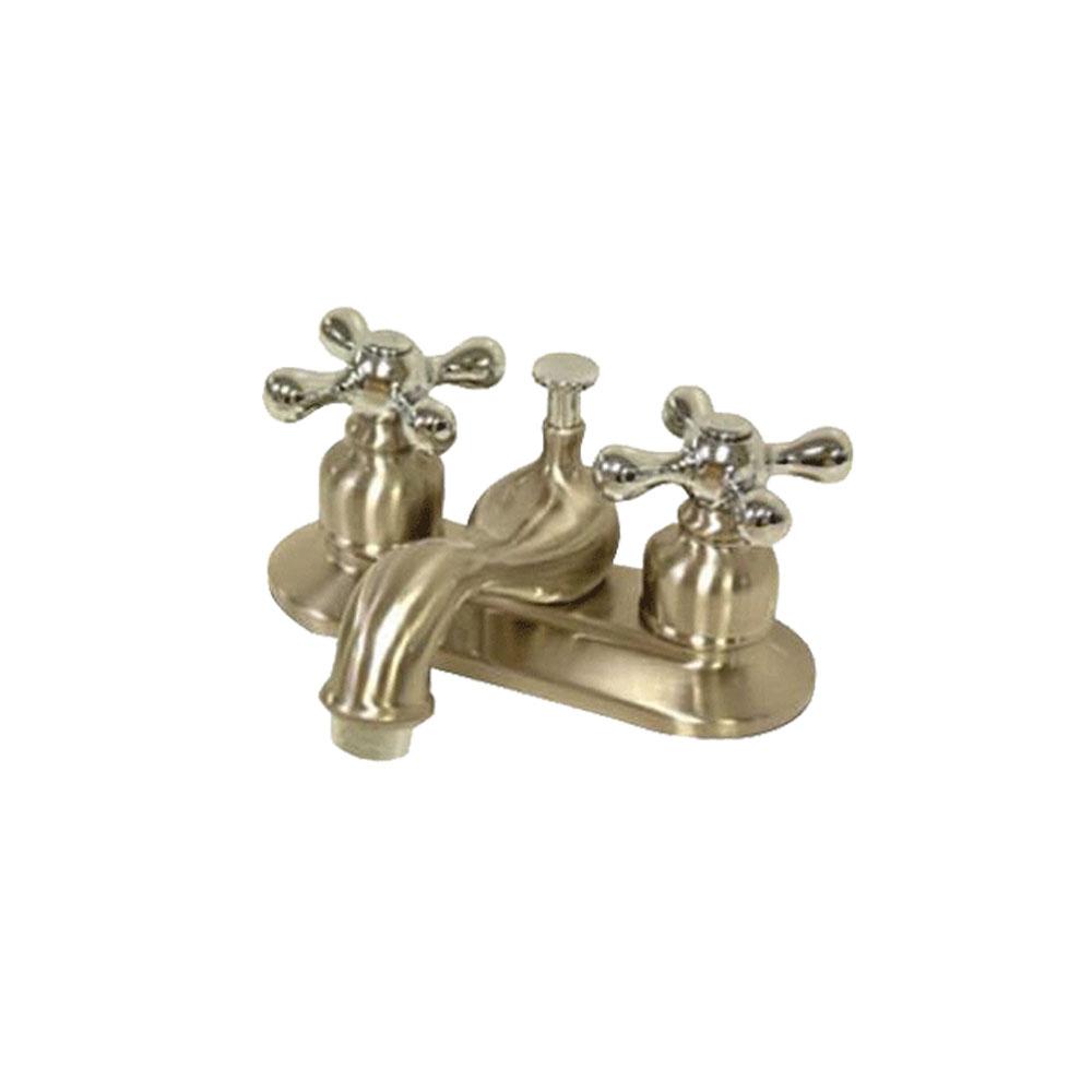 Kingston Brass Restoration Centerset with Cross Handles, Satin Nickel with Chrome Trim Bathroom Faucet Kingston Brass 