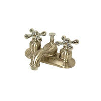 Thumbnail for Kingston Brass Restoration Centerset with Cross Handles, Satin Nickel with Chrome Trim Bathroom Faucet Kingston Brass 