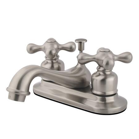 Kingston Brass GKB608AX Water Saving Water Saving Restoration Centerset Lavatory Faucet with Cross Handles, Satin Nickel Bathroom Faucet Kingston Brass 