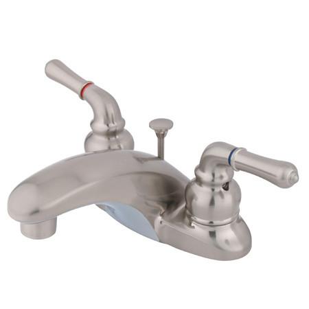 Kingston Brass GKB628 Water Saving Magellan Centerset Lavatory Faucet with Lever Handles, Satin Nickel Bathroom Faucet Kingston Brass 