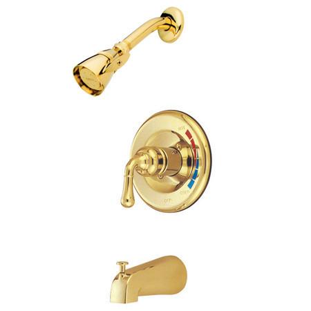 Kingston Brass GKB632 Water Saving Magellan Tub and Shower Faucet with Water Savings Showerhead, Polished Brass Tub Shower Sets Kingston Brass 