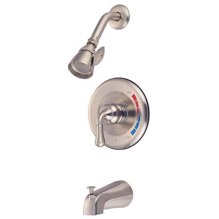 Kingston Brass Magellan Tub and Shower Faucet with Showerhead, Satin Nickel Tub Shower Sets Kingston Brass 