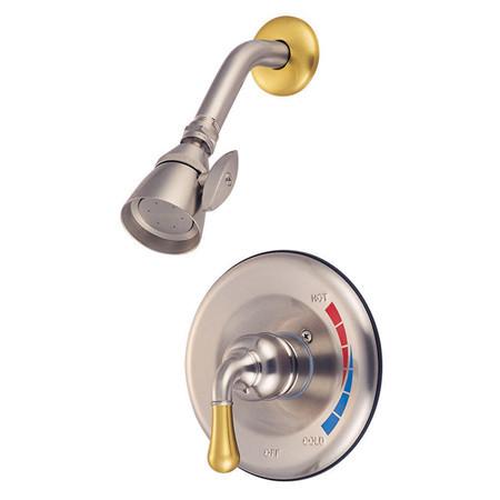 Kingston Brass Magellan Shower Combination with 1.5GPM Showerhead, Satin Nickel with Polished Brass Tub Shower Sets Kingston Brass 