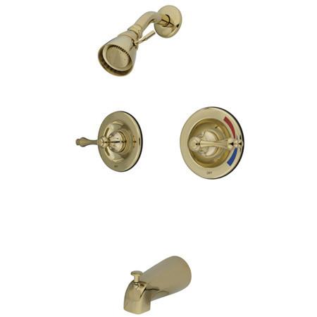 Kingston Brass Vintage Tub & Shower Faucet with Pressure Balanced Valve, Polished Brass Tub Shower Sets Kingston Brass 