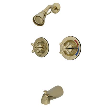Kingston Brass Vintage Tub & Shower Faucet with Pressure Balanced Valve, Polished Brass Tub Shower Sets Kingston Brass 
