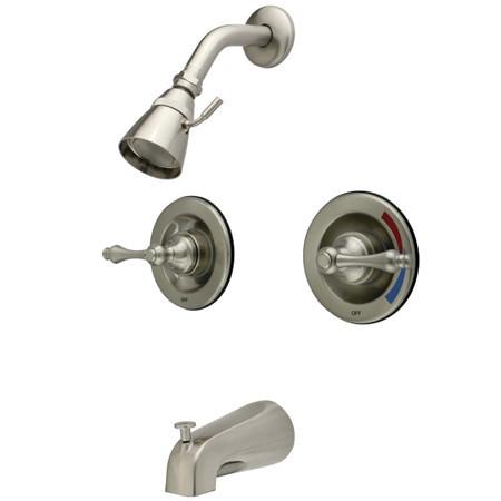 Kingston Brass GKB668AL Water Saving Vintage Tub & Shower Faucet with Pressure Balanced Valve, Satin Nickel Tub Shower Sets Kingston Brass 