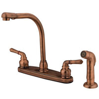 Thumbnail for Kingston Brass Magellan Centerset with Matching Side Sprayer, Antique Copper Kitchen Faucet Kingston Brass 