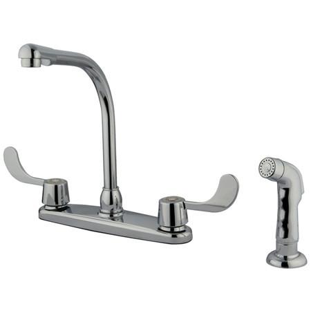 Kingston Brass GKB762SP Water Saving Vista Centerset Kitchen Faucet with Blade Handles and Side Sprayer, Chrome Kitchen Faucet Kingston Brass 