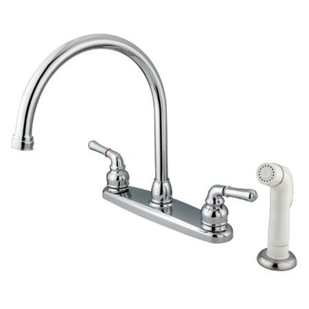 Kingston Brass Magellan Centerset Kitchen Faucet with White Sprayer, Chrome Kitchen Faucet Kingston Brass 