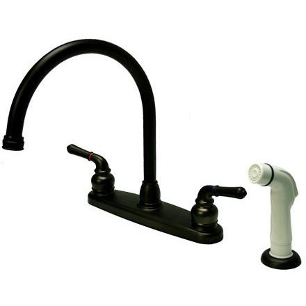Kingston Brass Magellan Centerset Kitchen Faucet with White Sprayer, Oil Rubbed Bronze Kitchen Faucet Kingston Brass 
