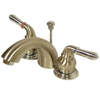 Thumbnail for Kingston Brass GKB957 Water Saving Magellan Mini Widespread Lavatory Faucet, Satin Nickel with Chrome Trim Bathroom Faucet Kingston Brass 