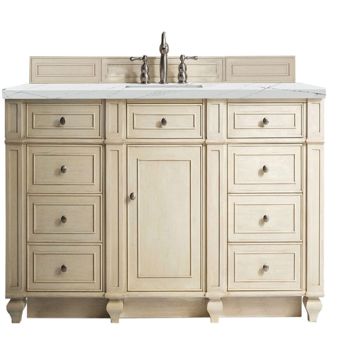 James Martin Bristol 60" Single Vanity Vanity James Martin Vintage Vanilla w/ 3 CM Ethereal Noctis Quartz Top 
