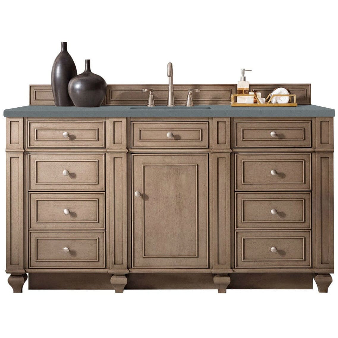 James Martin Bristol 60" Single Vanity Vanity James Martin Whitewashed Walnut w/ 3 CM Cala Blue Quartz Top 