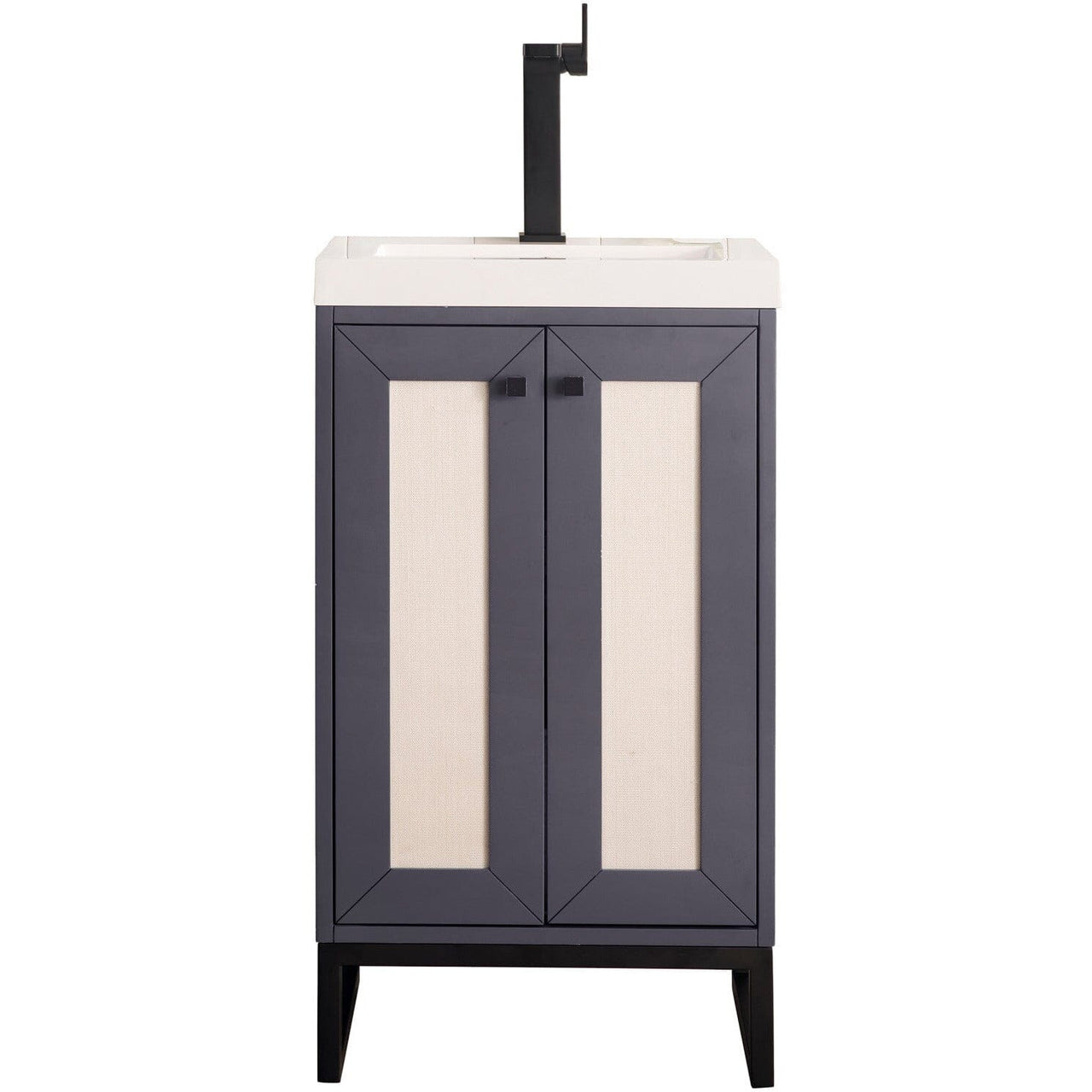 James Martin Chianti 20" Single Vanity Vanity James Martin Mineral Grey - Matte Black w/ White Glossy Composite Countertop 