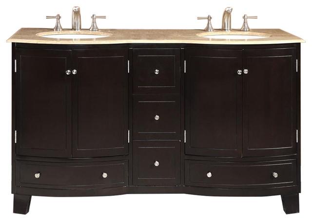 Silkroad 60" Transitional Double Sink Bathroom Vanity Vanity Silkroad Exclusive 