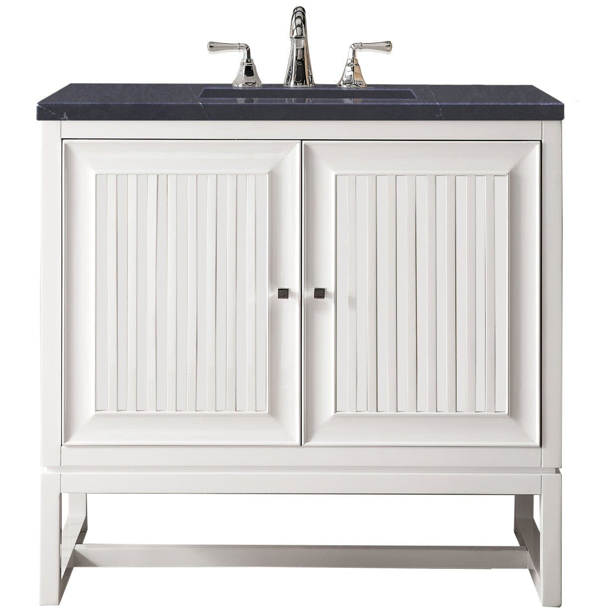James Martin Athens 36" Single Vanity Vanity James Martin Glossy White w/ 3 CM Charcoal Soapstone Quartz Top 