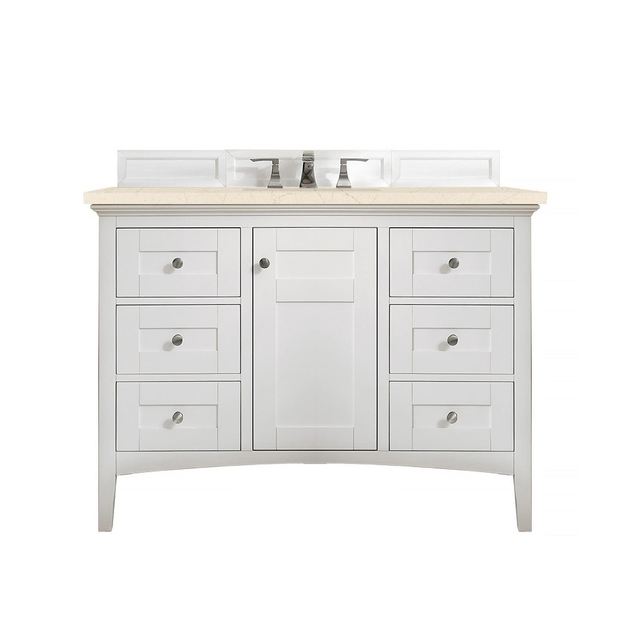 James Martin Palisades 48" Single Vanity Vanity James Martin Bright White w/ 3 CM Eternal Marfil Quartz Top 