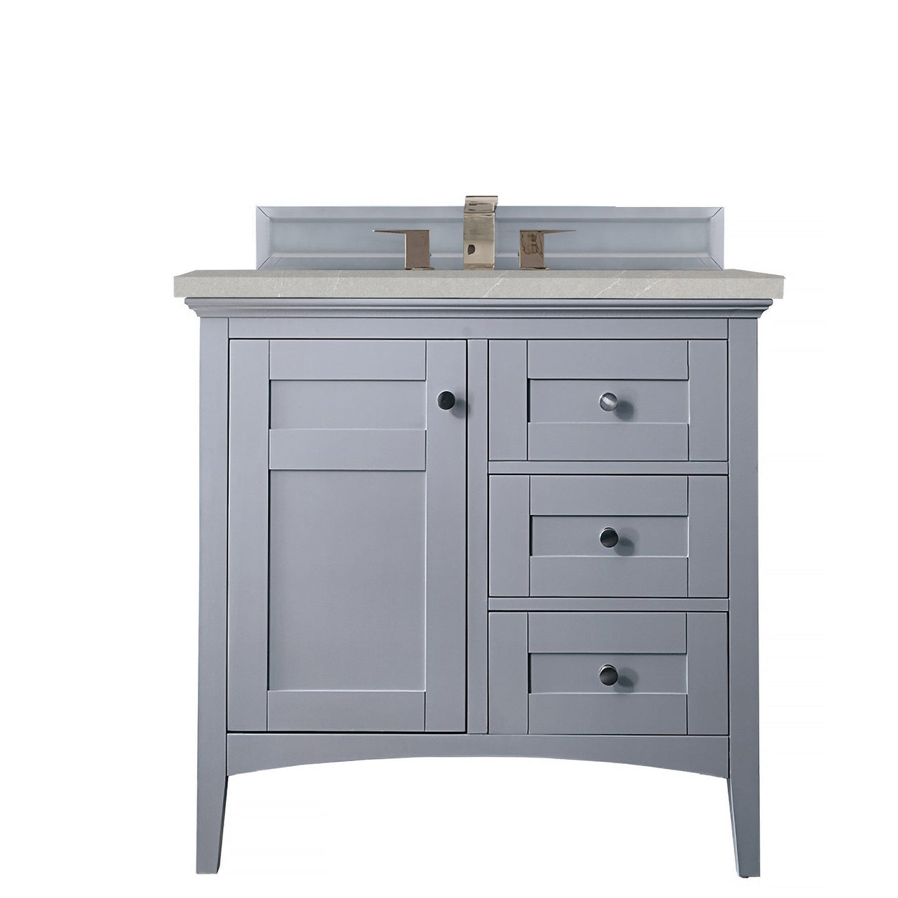James Martin Palisades 36" Single Vanity Vanity James Martin Silver Gray w/ 3 CM Eternal Serena Quartz Top 