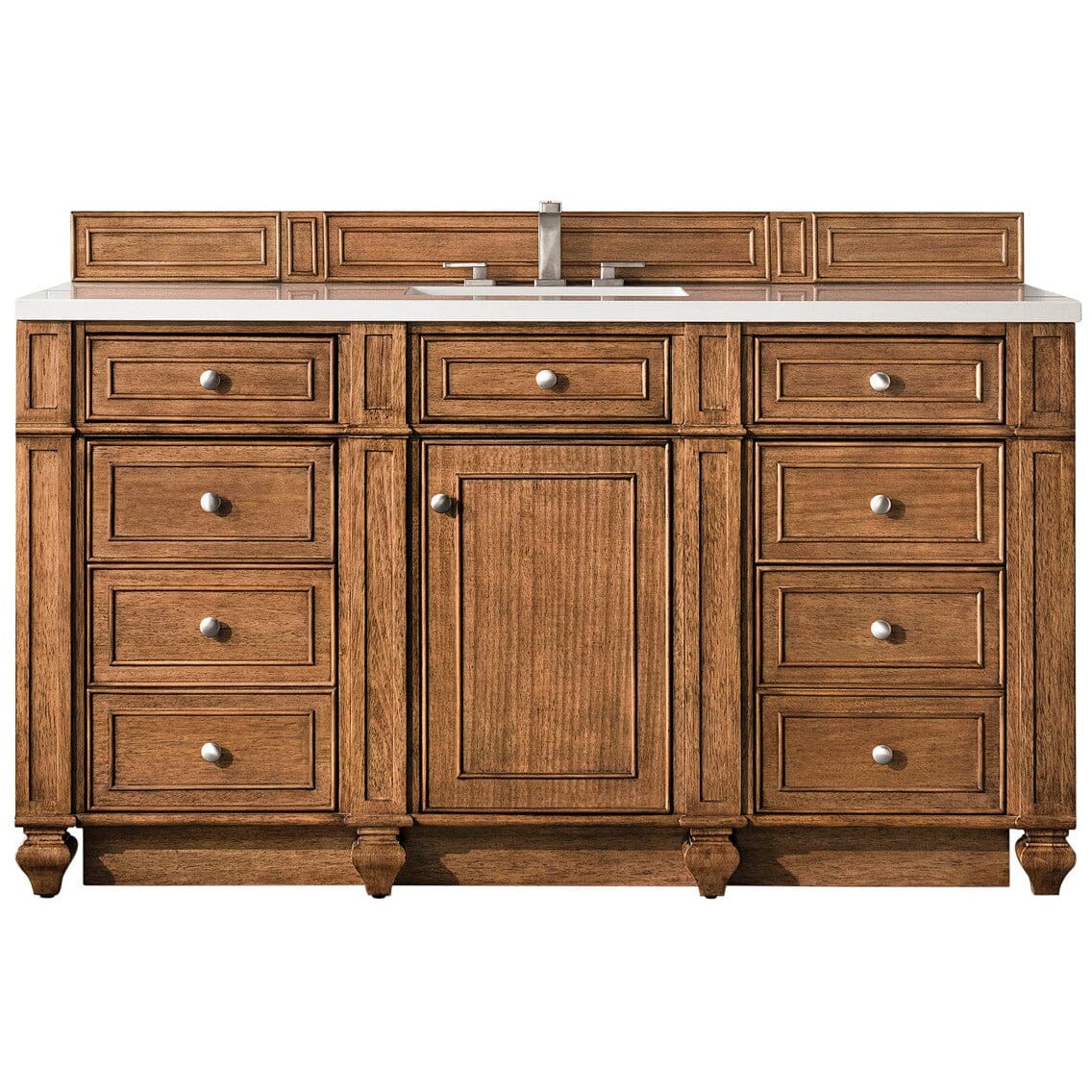 James Martin Bristol 60" Single Vanity Vanity James Martin Saddle Brown w/ 3 CM Classic White Quartz Top 