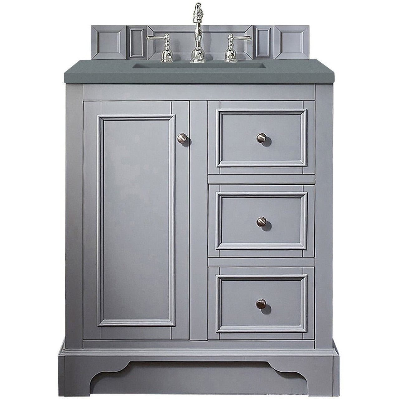 James Martin De Soto 30" Single Vanity Vanity James Martin Silver Gray w/ 3 CM Cala Blue Quartz Top 
