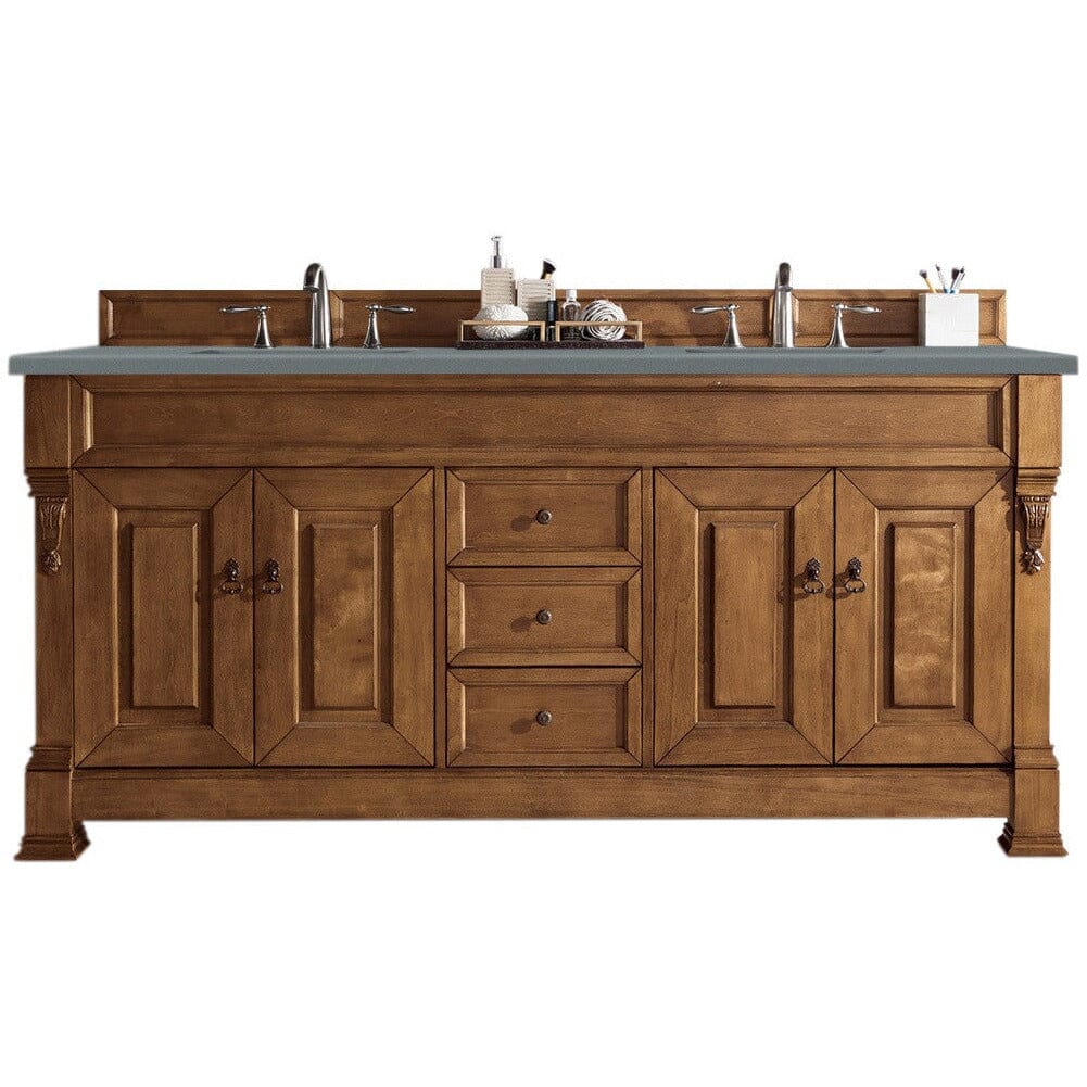 James Martin Brookfield 72" Double Vanity Vanities James Martin Country Oak w/ 3 CM Cala Blue Quartz Top 