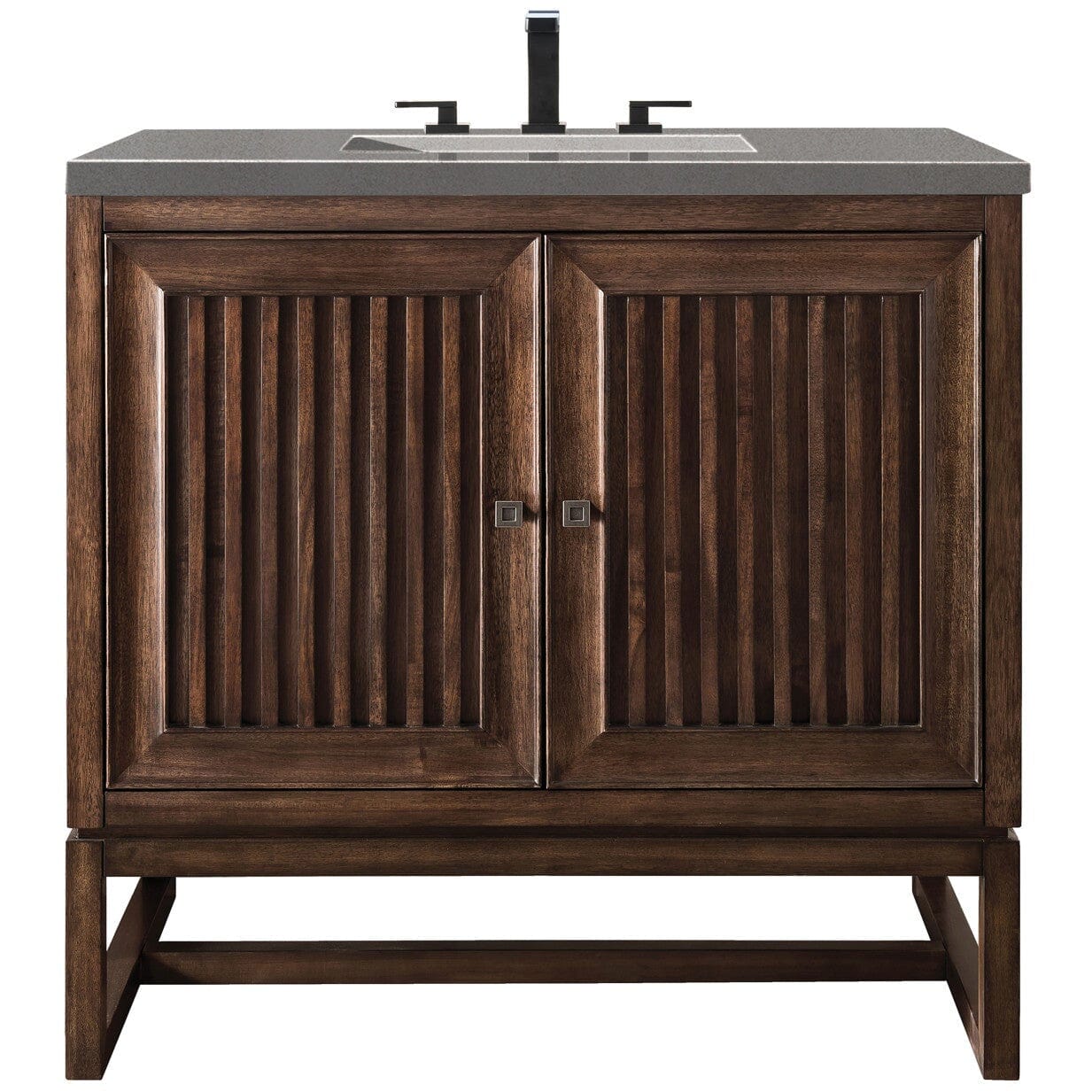 James Martin Athens 36" Single Vanity Vanity James Martin Mid Century Acacia w/ 3 CM Grey Expo Quartz Top 