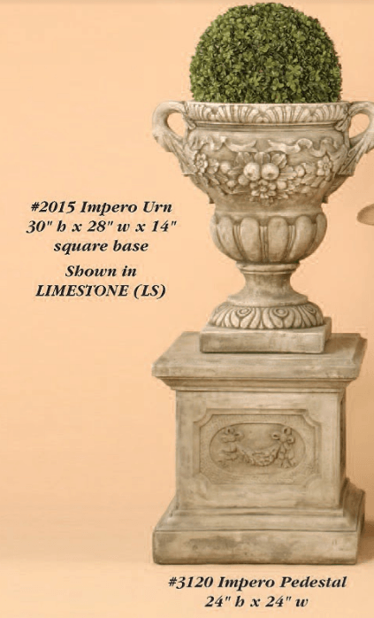 Impero Pedestal Cast Stone Outdoor Garden Planter Planter Tuscan 