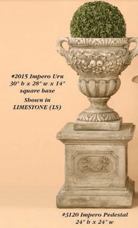 Thumbnail for Impero Pedestal Cast Stone Outdoor Garden Planter Planter Tuscan 