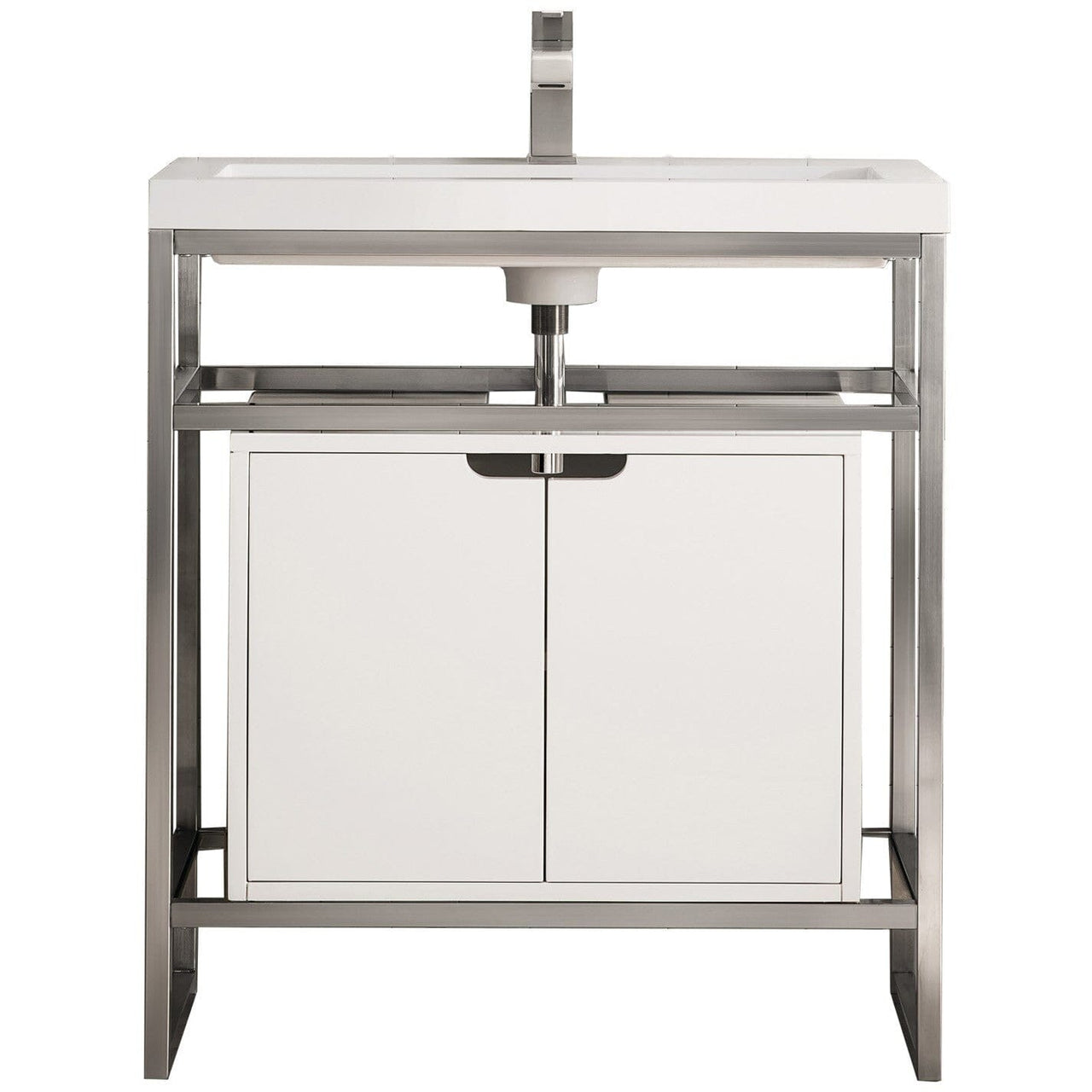 James Martin Boston 31.5" Stainless Steel Sink Console With Storage Cabinet Console James Martin Brushed Nickel 
