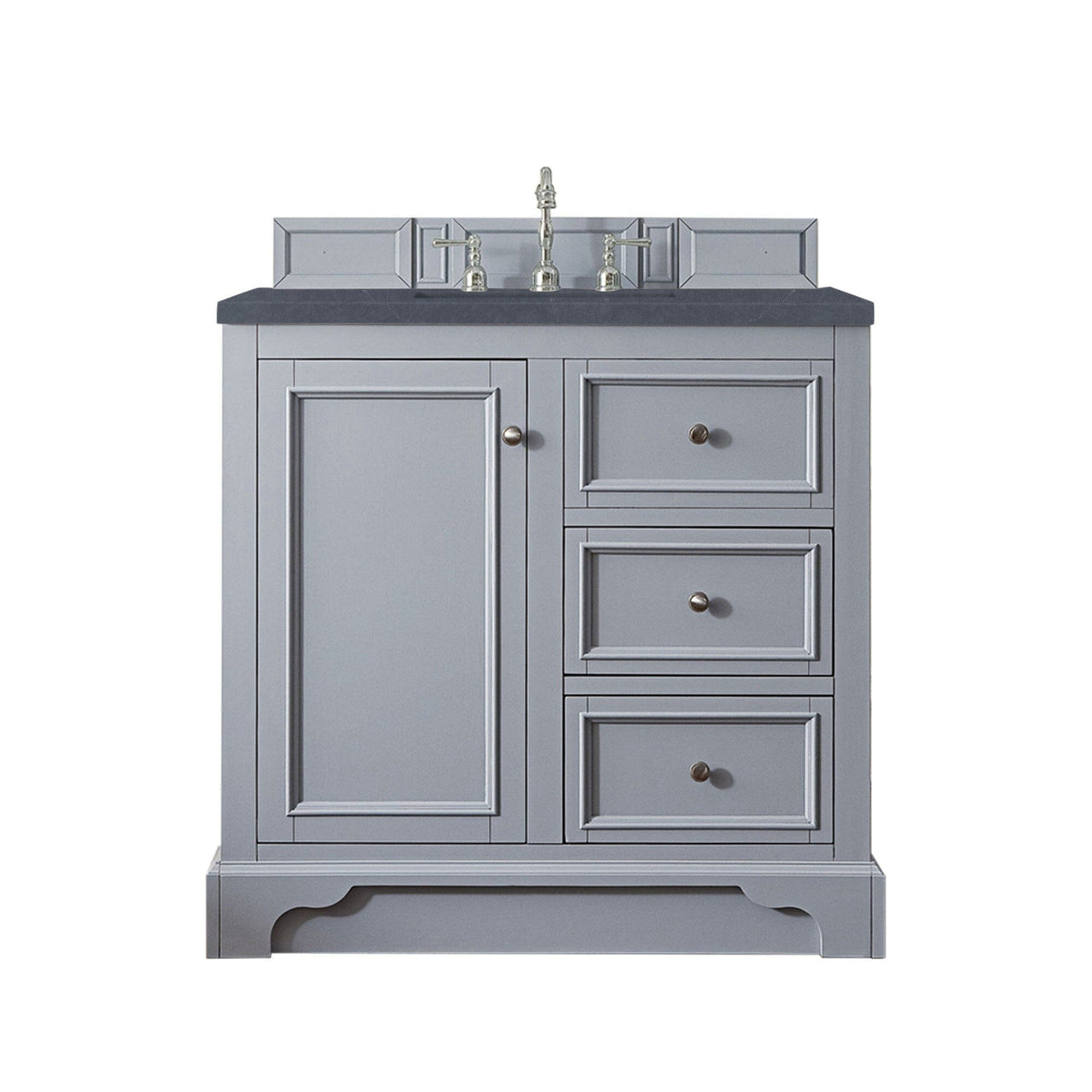 James Martin De Soto 36" Single Vanity Vanity James Martin Silver Gray w/ 3 CM Charcoal Soapstone Quartz Top 