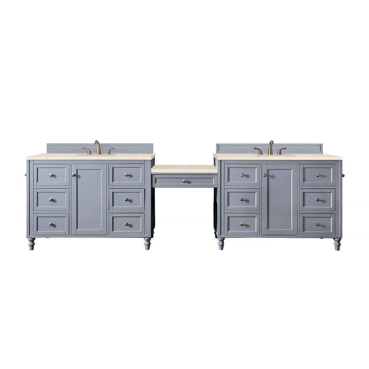 James Martin Copper Cove Encore 122" Double Vanity Set Vanity James Martin Silver Gray w/ 3 CM Eternal Marfil Quartz Top 
