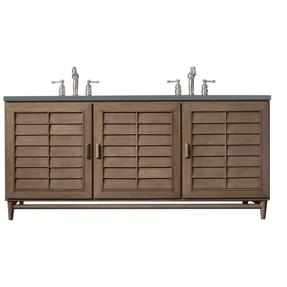 James Martin Portland 72" Double Vanity Vanity James Martin Whitewashed Walnut w/ 3 CM Cala Blue Quartz Top 