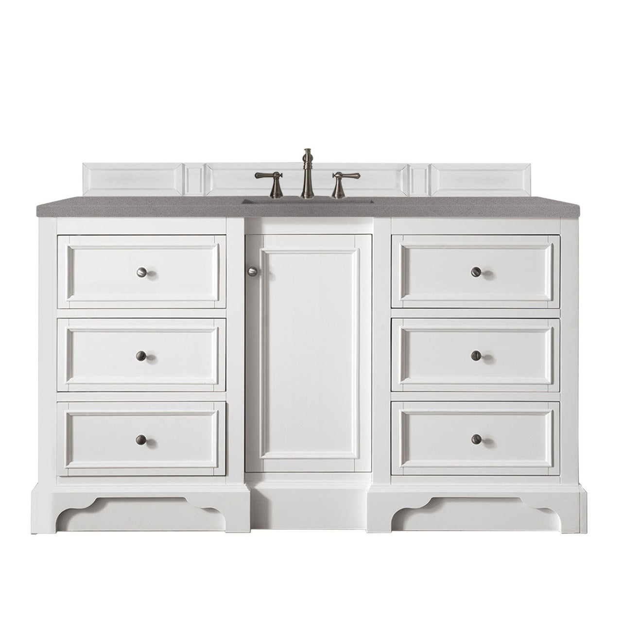 James Martin De Soto 60" Single Vanity Vanity James Martin Bright White w/ 3 CM Grey Expo Quartz Top 